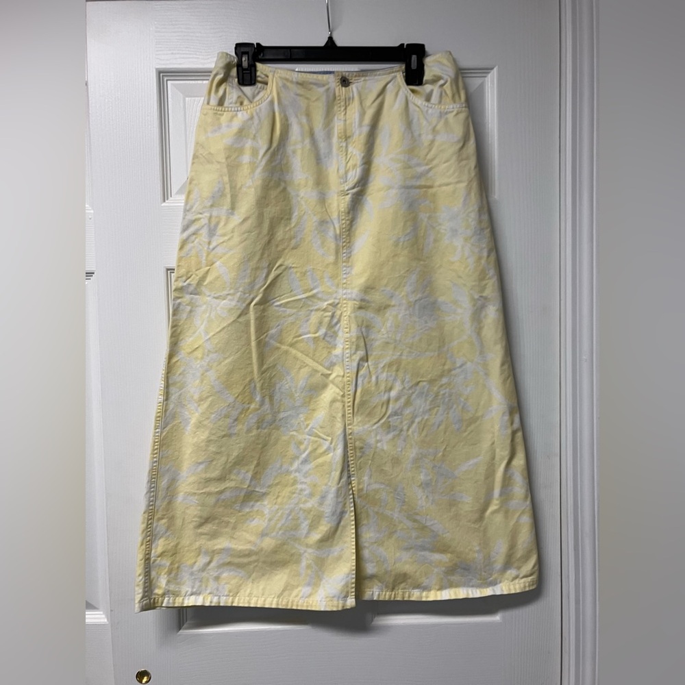 Liz Claiborne Yellow and White Pencil Skirt
